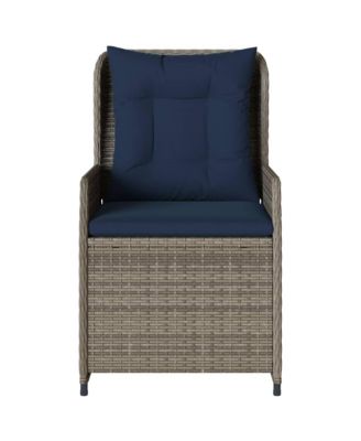 Reclining Patio Chair Gray PE rattan Standard Adjustable Feet