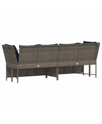 Patio Sofa with Cushions Gray Poly Rattan