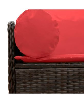 Patio Sofa with Cushions 3-Seater Brown Poly Rattan