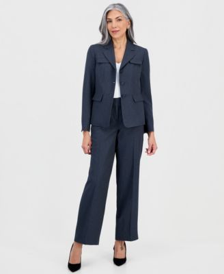 Women's Notch-Lapel Button-Front Pantsuit, Regular & Petites