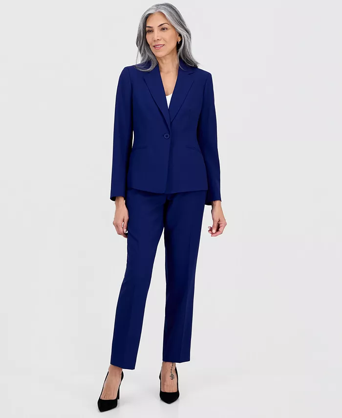 Women's Notch-Lapel Mid-Rise Pantsuit, Regular & Petites