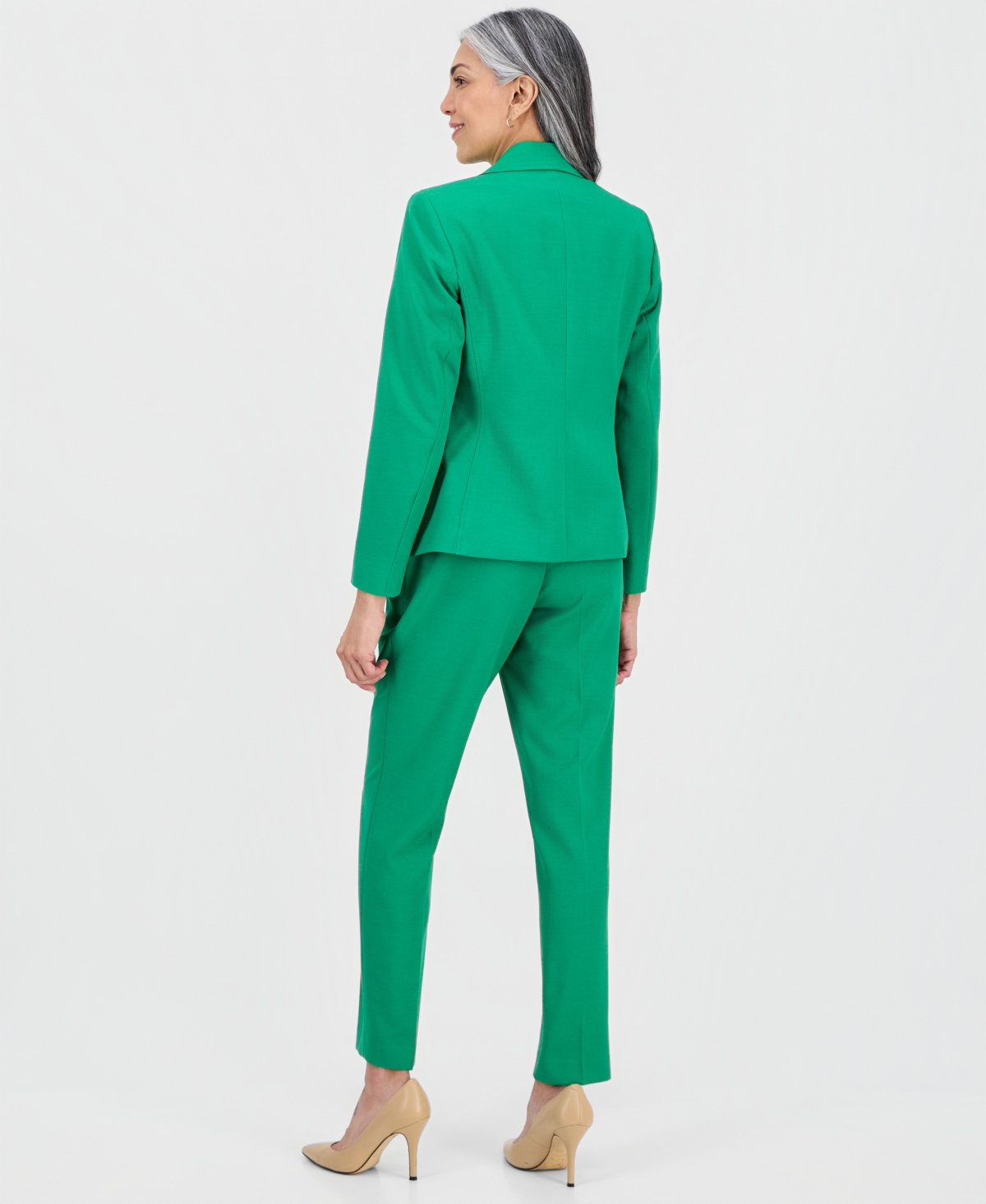 Le Suit Women's Notch-lapel Mid-rise Pantsuit In Green