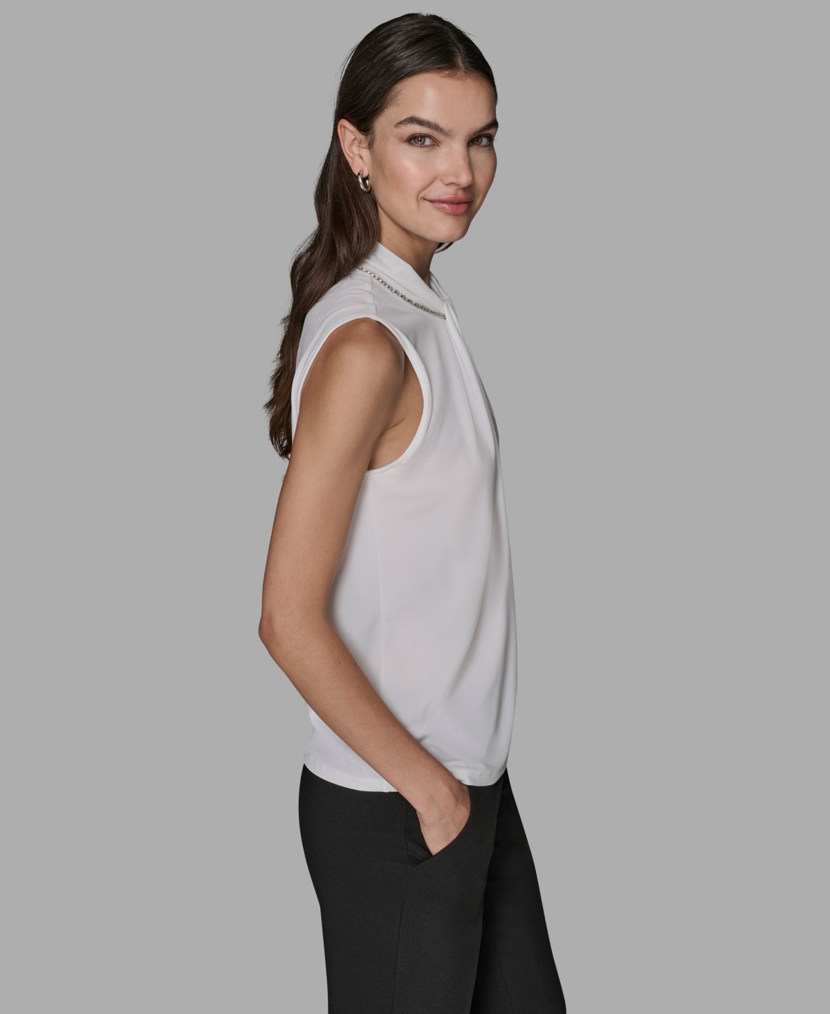 Karl Lagerfeld Paris Women's Sleeveless Cut and Sew Top