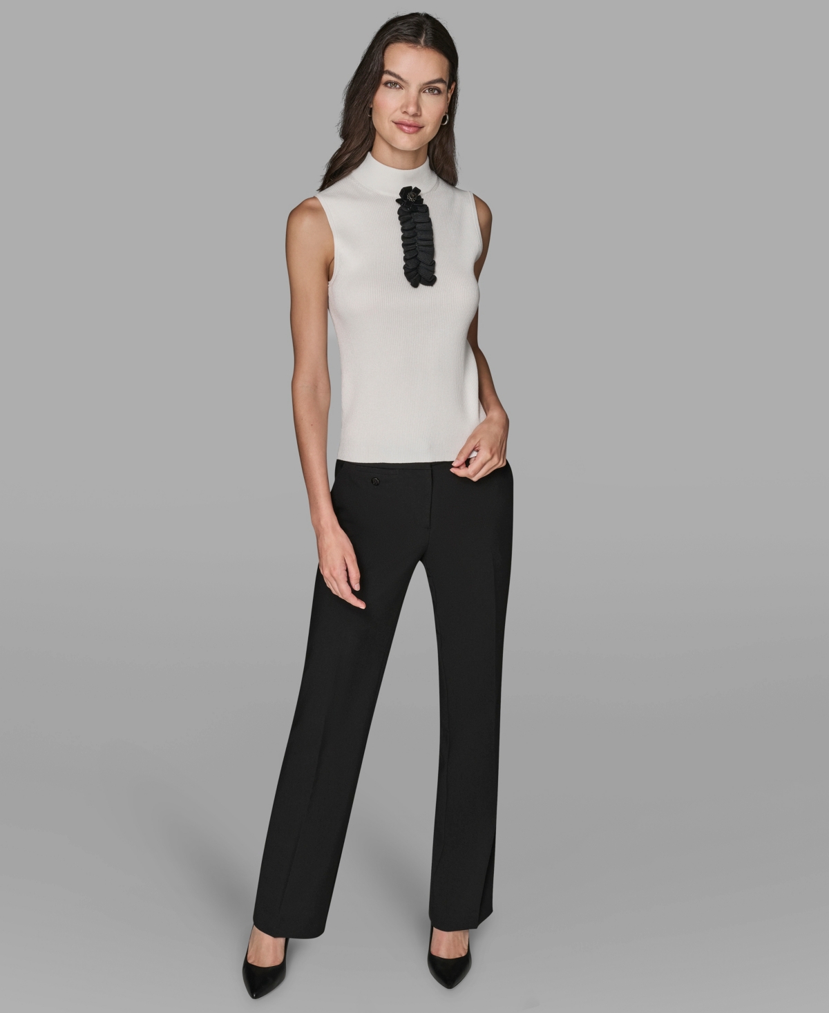 Karl Lagerfeld Paris Women's Sleeveless Mock Neck Sweater