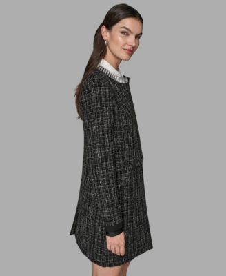 Women's Round Embellished Neck Novelty Convertible Topper Jacket