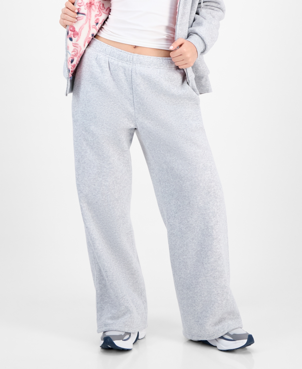 Ultra Flirt Juniors' Faux-fur-lined Sweatpants In Gray