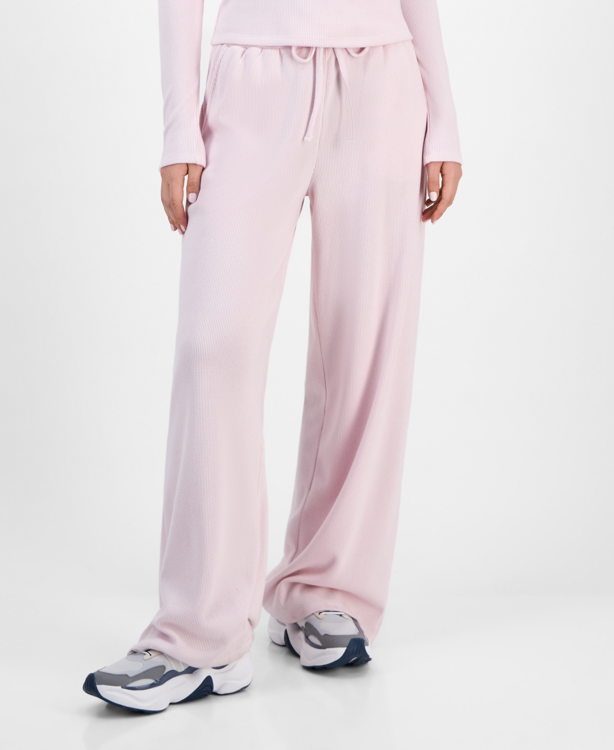 Madden Girl Juniors' Hacci-Knit Wide-Leg Sweatpants