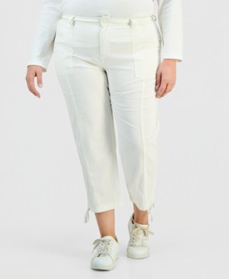 Plus Size Tie-Hem Cropped Utility Pants