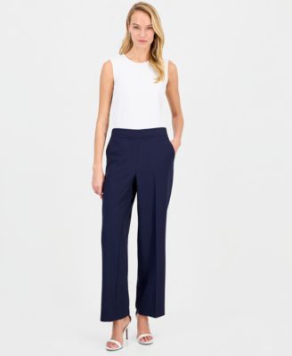 Women's Notch-Lapel Colorblocked Pantsuit, Regular & Petites