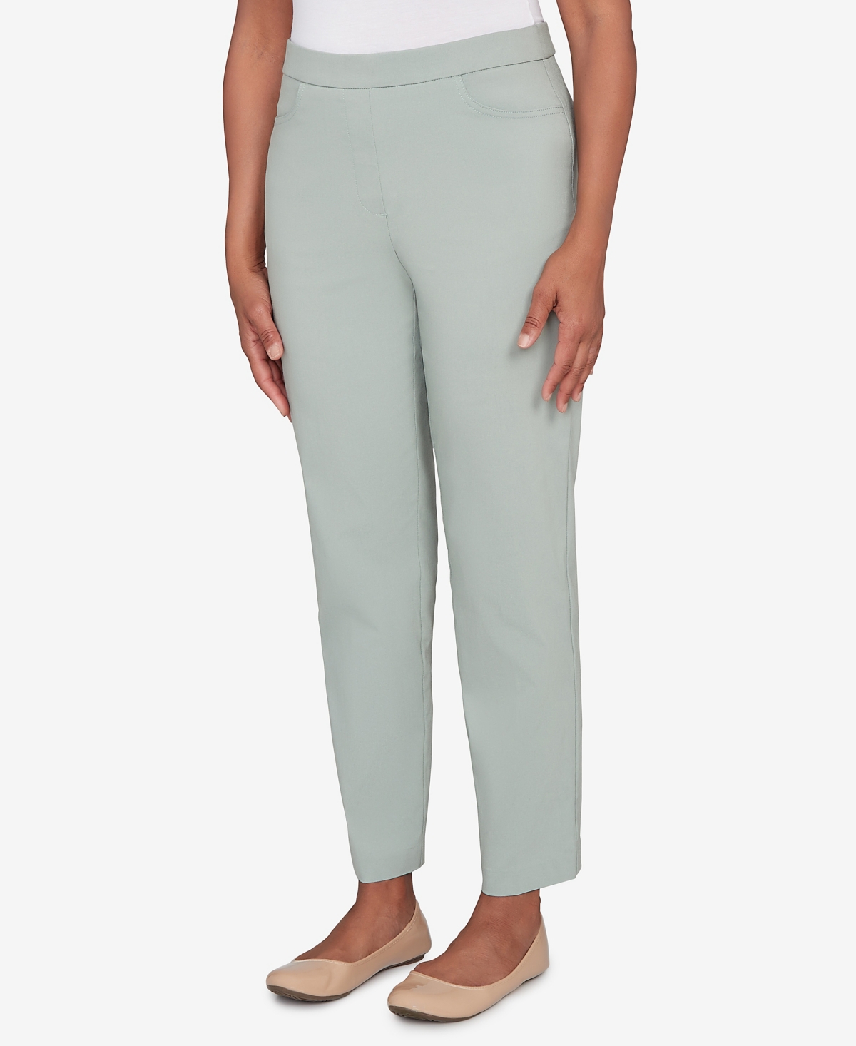 Alfred Dunner Petite Stockbridge Modern Millennium Average Length Pants In Green