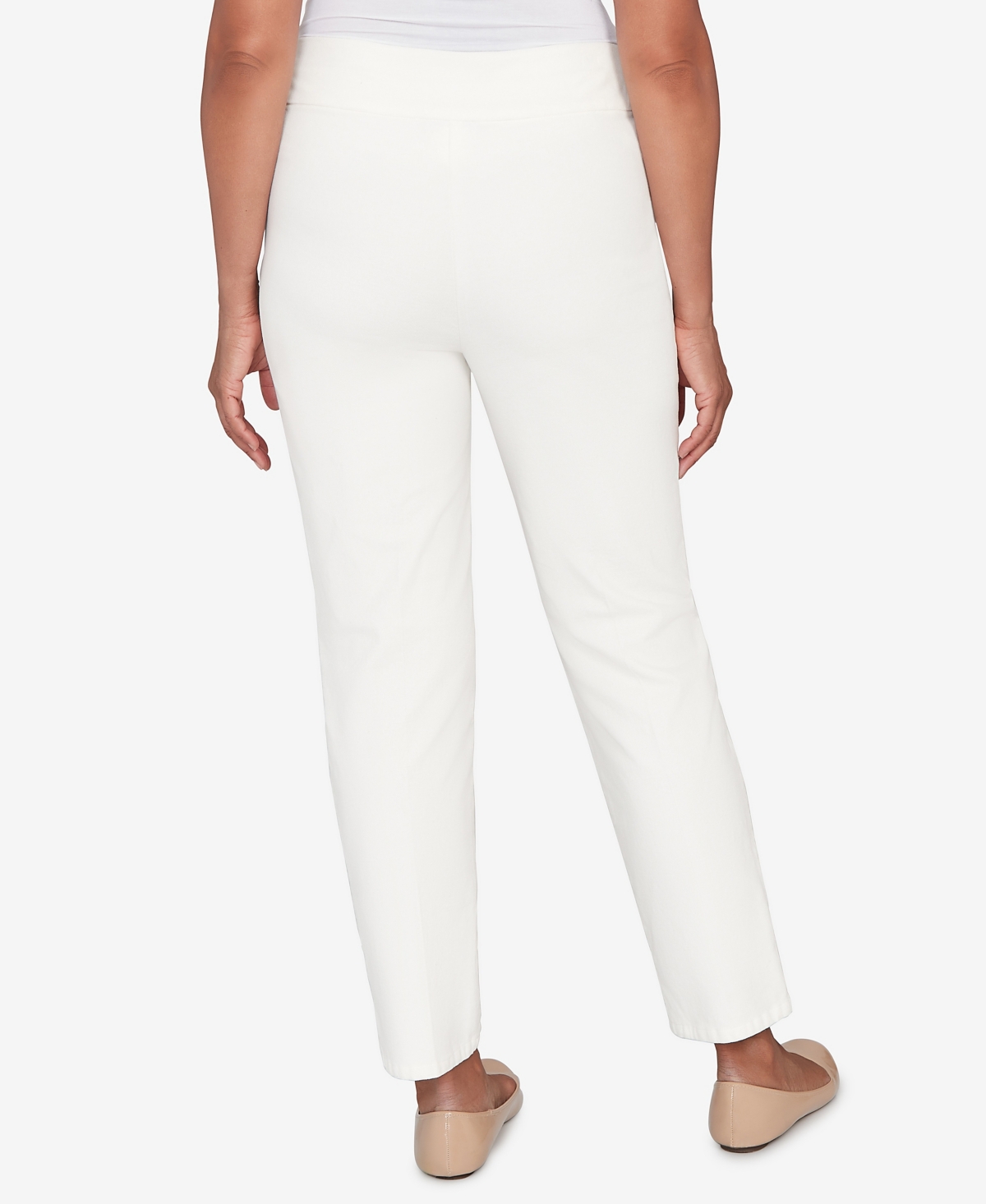Alfred Dunner Petite Vienna Allure Fit Flat Front Corduroy Average Length Pants In White