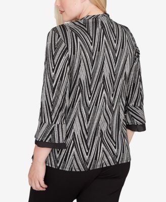 Petite Barcelona Metallic Chevron Two in One Top with Necklace