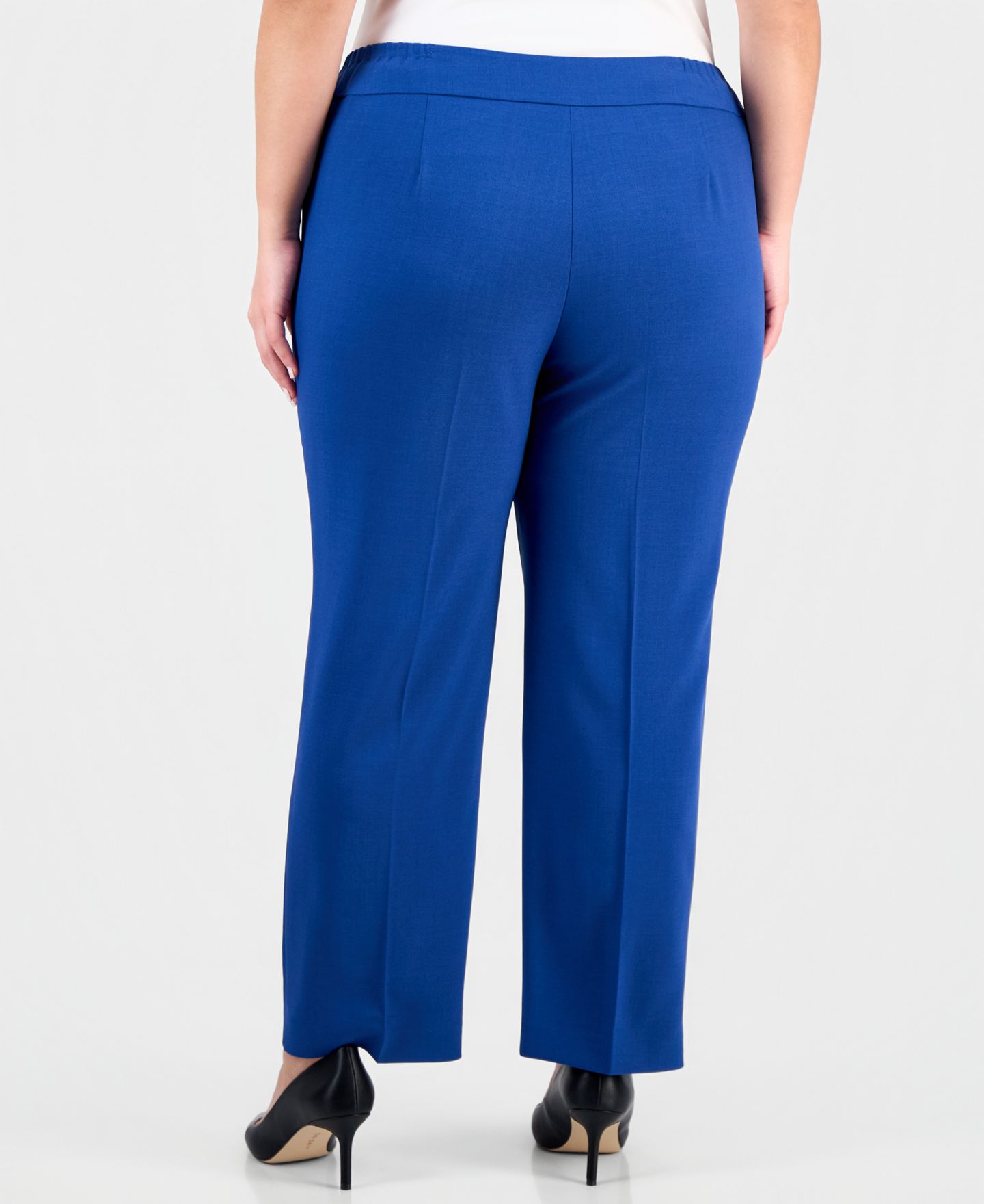 Женские комплекты Le Suit Plus Size Notch-Lapel Mid-Rise 2 Piece Pantsuit, цвет: Синий ночной — фото 6