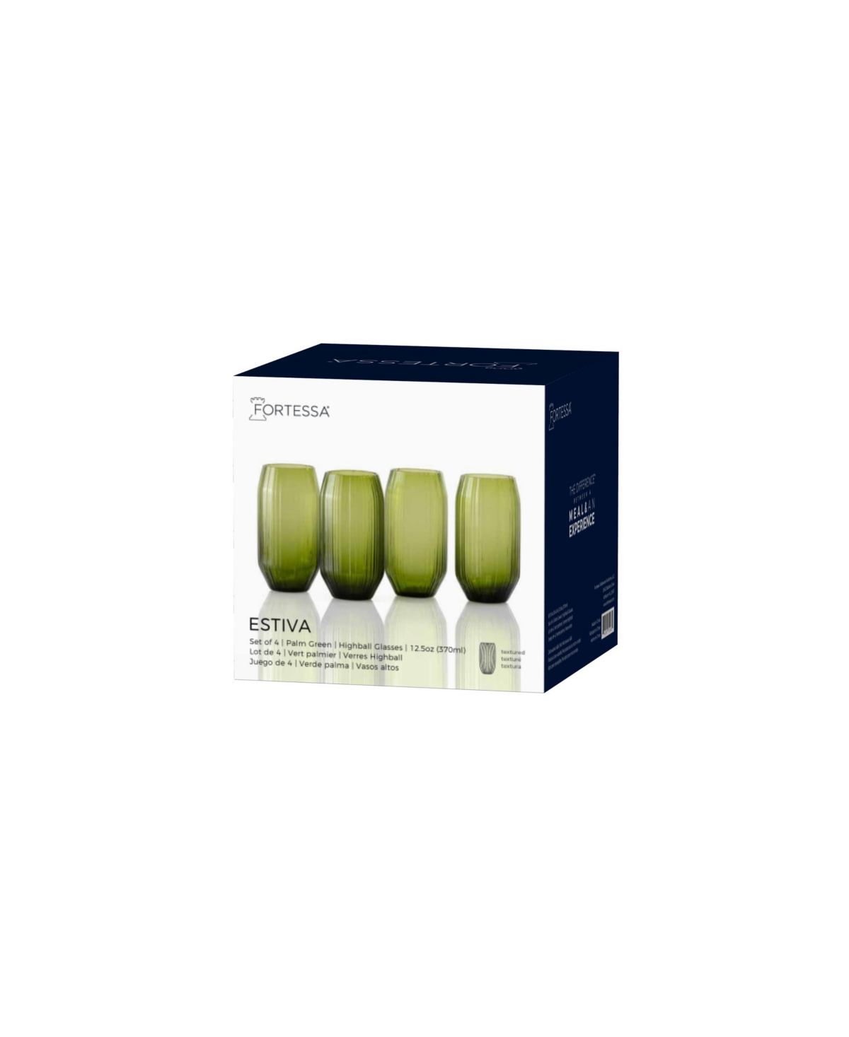 Fortessa Estiva Textured Highball Sparkling Cocktail Glasses, Set Of 4 In Green