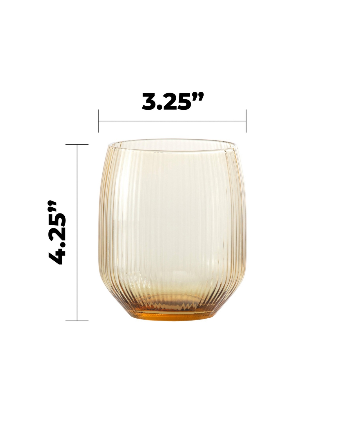 Fortessa Estiva Textured Tall Tumbler Glasses, Set Of 4 In Yellow