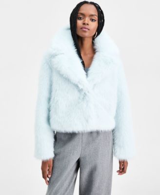 Bar III - Women's Notched Collar Faux Fur Coat