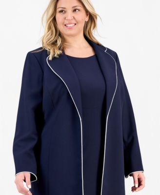Plus Size Open-Front Jacket & Round-Neck Sheath Dress