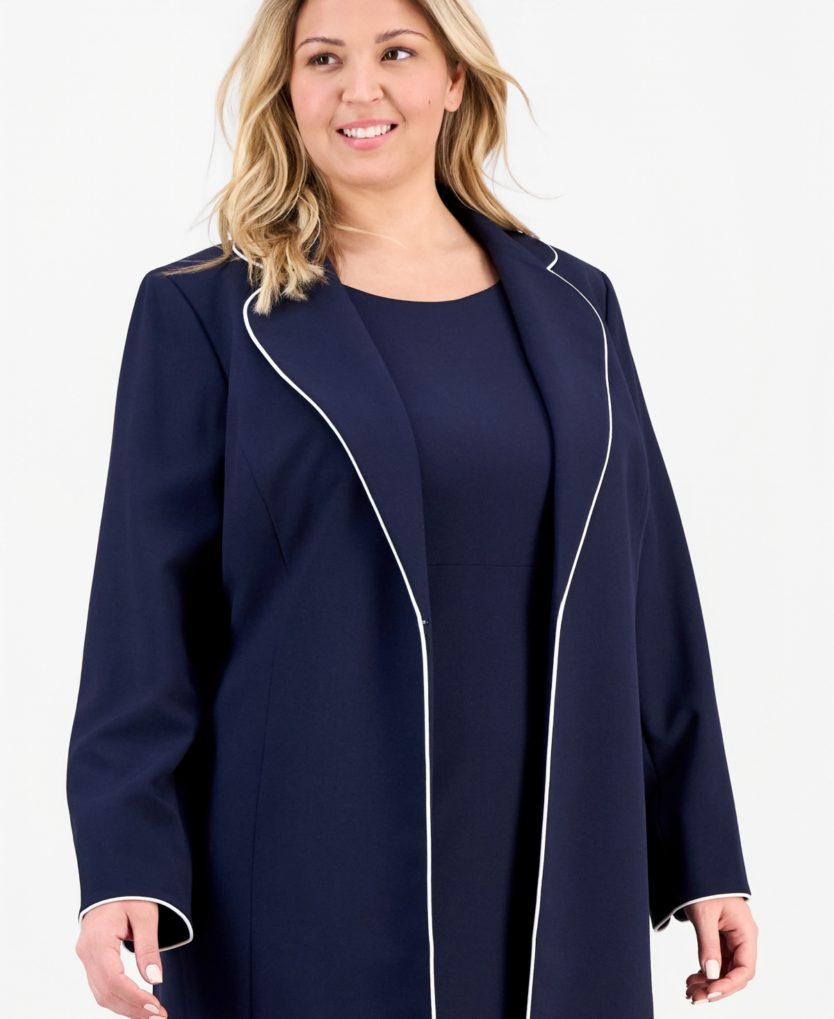 Le Suit Plus Open-Front Jacket & Round-Neck Sheath Dress