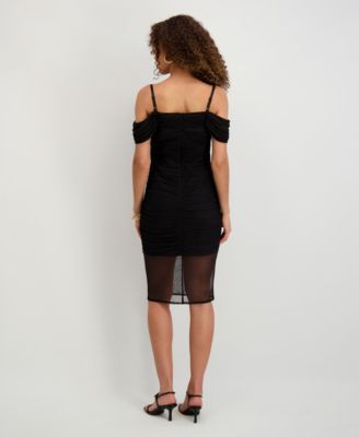 Women's Square Neck Scuba Mesh Dress