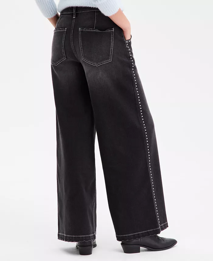 Juniors' Studded Wide-Leg Jeans - thumbnail 6