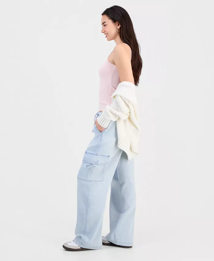 Juniors' Ultra Cozy Bow Cargo Pull-On Jeans - thumbnail 6
