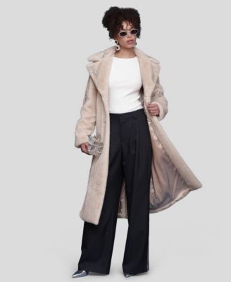 Women's Faux Fur Maxi Belted Robe Coat