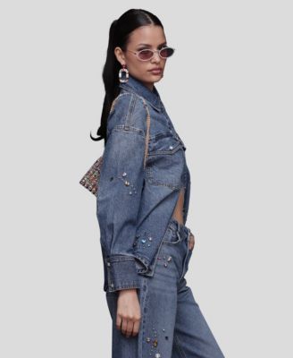 Women's Bejeweled Long Sleeves Oversized Shirt