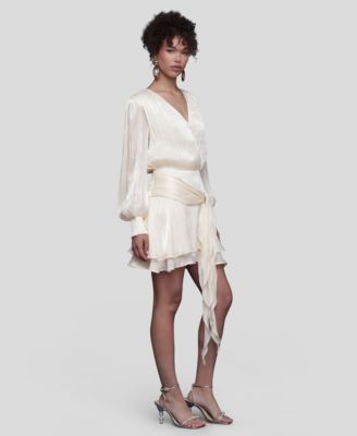 Women's Billowy Bodice Long Sleeve Mini Dress