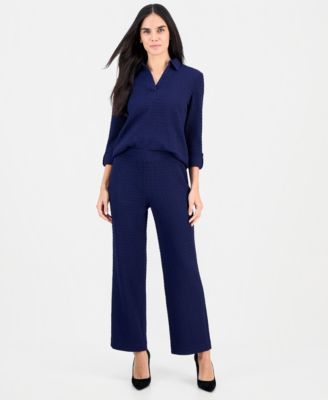 Petite Ridge Knit 3/4-Sleeve Top