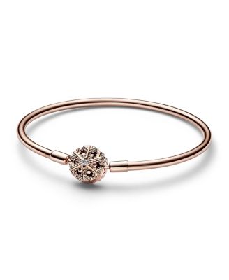 Pandora - Rose Gold Plated Snowflake Clasp Bangle Bracelet
