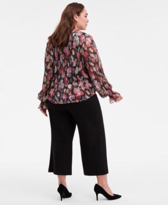 Plus Size Long-Sleeve V-Neck Top