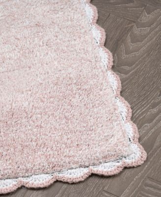 Laura Ashley Heathered Crochet Border Cotton Bath Rug Set