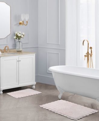 Laura Ashley Heathered Crochet Border Cotton Bath Rug Set