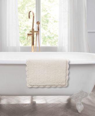 Heathered Crochet Border Cotton Bath Rug, 17" x 24"