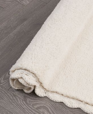 Heathered Crochet Border Cotton Bath Rug, 17" x 24"