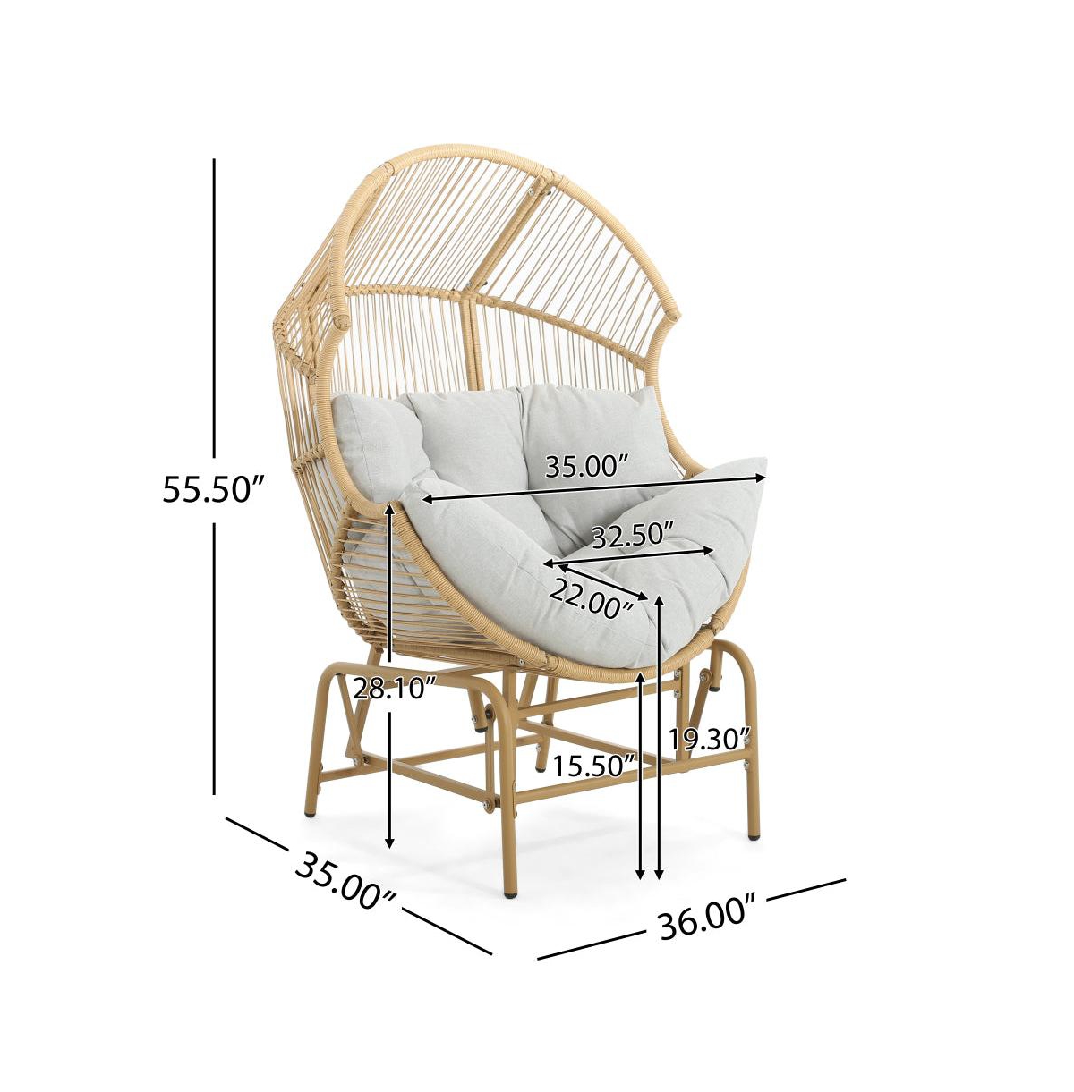 Chic Crate - Elevate Your Outdoor Living with the Luxurious Light Brown Palos Wicker Glider Chair for Ideal Comfort