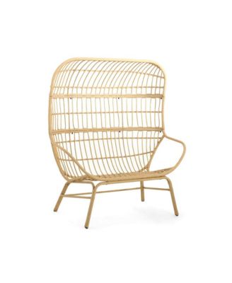 - Modern Light Brown Palos Outdoor Wicker Loveseat