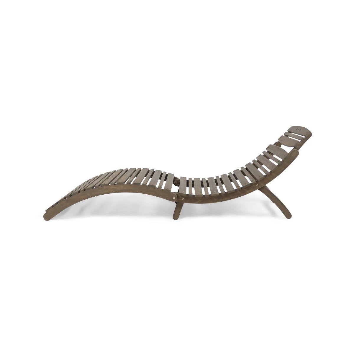 Chic Crate-lahaina Solid Wood Foldable Chaise Lounge - Beach Patio Poolside Furniture (Sage Grey)