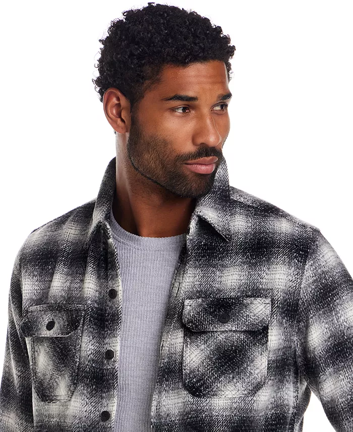 Wool Blend Brushed Plaid Shirt Jacket - thumbnail 3