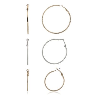 Mixed Metal Hoop Earring Set in Gold & Silver-Tone