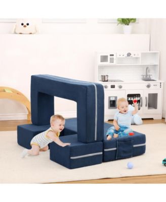 Kids Couch 3PCs Modular Kids Play Couch, Toddler Couch Kids Convertible Sofa Foam Floor Sofa
