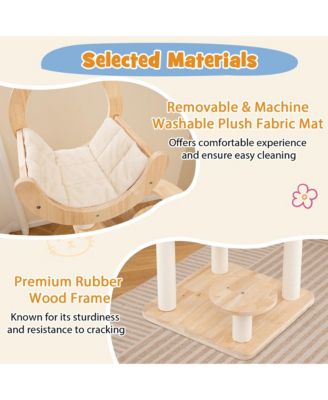 4-in-1 Building Block Cat Tree w/ Space Capsule Nest Padded Platform Hanging Toy