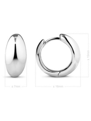 Dome Hoop Earrings in Rhodium Plated Sterling Silver