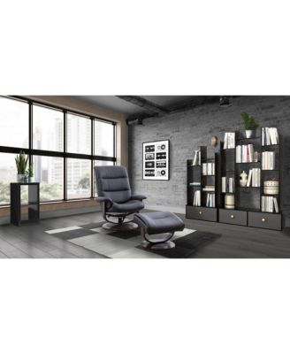 Knight - Black Manual Reclining Swivel Chair and Ottoman