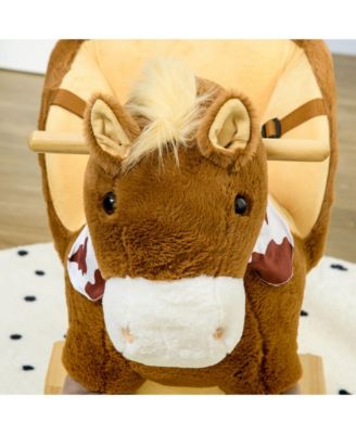 Baby Rocking Horse, Plush Animal Rocker w/ Realistic Sound, Pedals