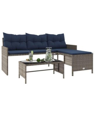 Garden Sofa Gray and Navy Blue