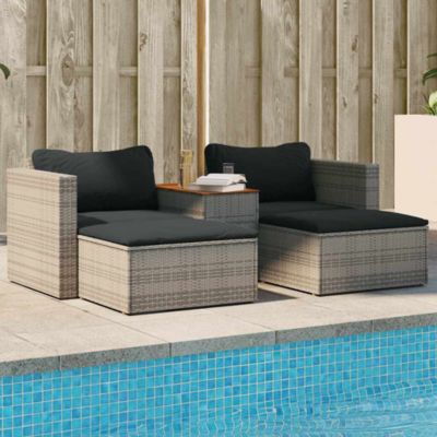 Garden Sofa Set Grey PE Rattan Modular Garden Sofa Set