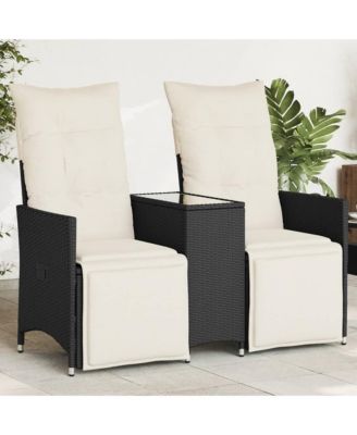 Reclining Garden Sofa Black, Cream White