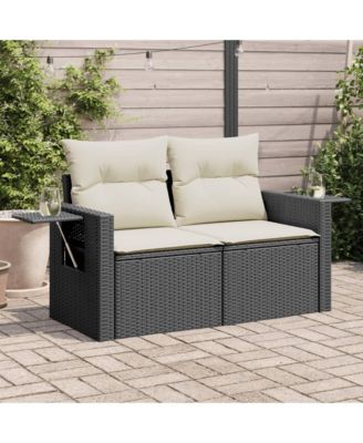 Garden Sofa Black, Cream White
