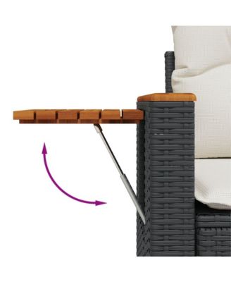 Garden Sofa Black PE Rattan 2-Seater Adjustable Armrests